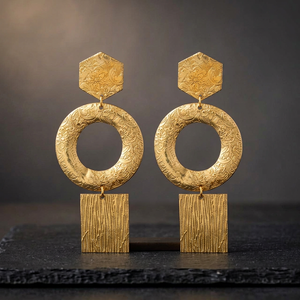Pendientes Colgantes de Latón Chapado en Oro Hechos a Mano con Piedras Preciosas, Estilo Étnico para Bodas y Aniversarios - Product Image 4