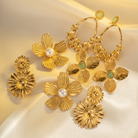 Anting-anting mewah bunga matahari lainnya, anting-anting baja tahan karat Anti noda, perhiasan trendi, anting-anting bunga 18k untuk wanita