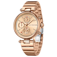 Jam Tangan Wanita MINI MF0494L Luminous Hands Stainless Steel Strap Elegant Quartz Chronograph Fashion