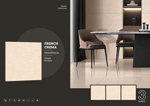 Carreaux muraux en porcelaine brillante de luxe 1000x1000 | Carreaux de sol grand format de qualité supérieure 100x100 | Qualité d'exportation élégante et durable - Product Image 3