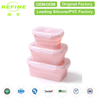 Boîte à lunch pliable en silicone Refine Factory - Contenant alimentaire rectangulaire avec couvercle hermétique, ustensile de cuisine gain de place