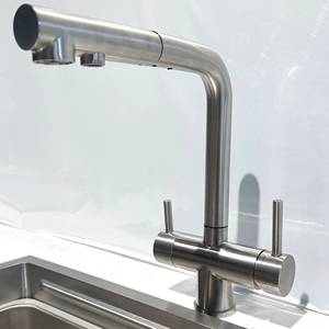 Grifo Mezclador de Cocina de 3 Vías con Doble Manija, Monomando, Extraíble, para Agua Fría y Caliente, con Filtro y Rociador Jet - Product Image 2