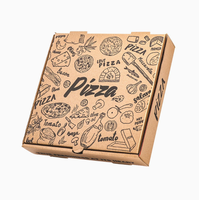 Boîte à pizza carrée jetable en carton ondulé à trois couches, imprimée sur mesure, avec poignée, plusieurs tailles disponibles, logo personnalisé, impression offset