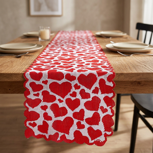 Hot Sale Valentine's Day Party Home Decoration <b>Plant</b> Pattern Cotton Woven Vintage Customizable Durable <b>Table</b> Runner - Product Image 2