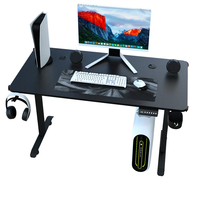 Bureau de jeu électrique réglable en hauteur 720-1170mm, moteur simple, 2 niveaux, panneau de particules 18mm, 60kg, porte-gobelet AY=Y