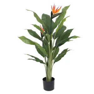 High Quality Simulation Real Touch Strelitzia Tree Plastic Bonsai Tree Bird of Paradise Artificial Plants With Pot