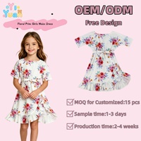 Robe florale printemps-été pour petite fille, style cache-cœur, ourlet à volants, ceinture assortie, tenue de cérémonie ou décontractée, service personnalisé