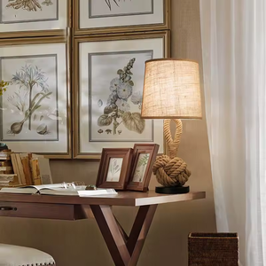 Abat-jour américain reto lin tissé <span class=keywords><strong>corde</strong></span> <span class=keywords><strong>de</strong></span> chanvre noeud vintage lampes <span class=keywords><strong>de</strong></span> table <span class=keywords><strong>de</strong></span> <span class=keywords><strong>chevet</strong></span> décoratives - Product Image 5