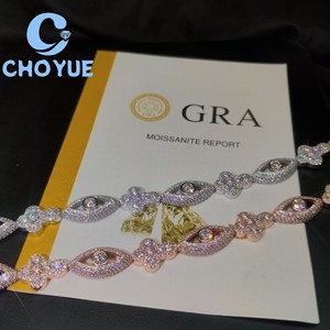 Fashion S925 <b>Silver</b> Moissanite 12.6MM Cuban Bracelet Iced Out Cross Evil Eyes Design Pass Diamond Tester Hip Hop Jewelry <b>for</b> <b>Men</b> - Product Image 1