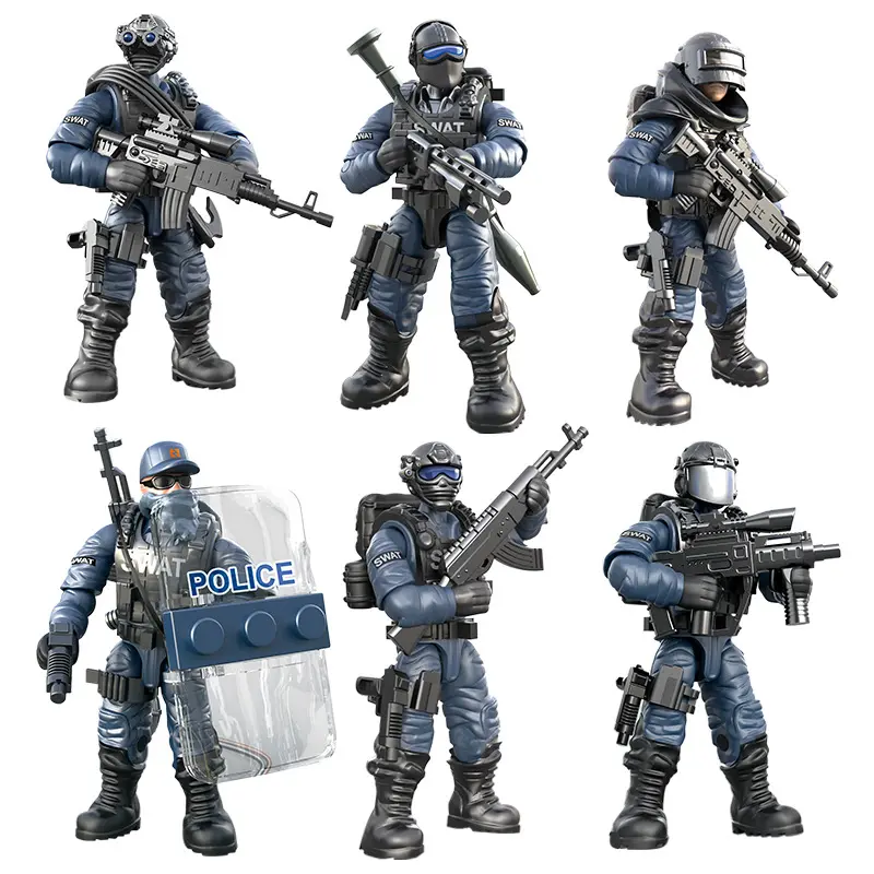 XJ9902 Military Blocks Wild Soldiers Joint Twist Plastic Building Blocks City Police SWAT Army Toys For Children