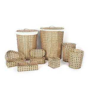 ตะกร้าผ้าพับได้แบบเป็นมิตรกับสิ่งแวดล้อม ทำจากหวาย PE พร้อมฝาปิดและชุดอุปกรณ์เสริม จำนวน 10 ชิ้น - Product Image 1