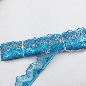 Vendita al dettaglio diretta della fabbrica all'ingrosso tenda in Organza tessuto di pizzo con paillettes per cucire triangolo pizzo 45mm - Product Image 2