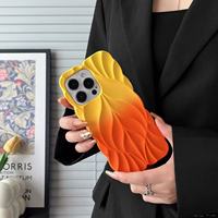 Coque de téléphone antichoc et anti-rayures en TPU souple avec motif feuille 3D dégradé de luxe pour iPhone Duo 17 16 Pro Max 15 Plus 18 Pro – Vente en gros