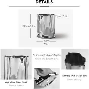 Florero de Metal decorativo Premium moderno con centro de mesa de acabado brillante para decoración del hogar sala de estar - Product Image 6