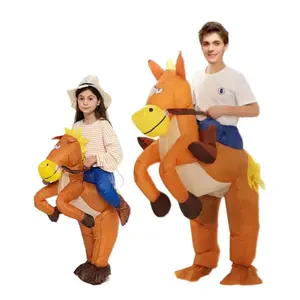 Commercio all'ingrosso di equitazione su vestito da cavallo abbigliamento gonfiabile festa Cosplay gonfiabili Costume da cavallo gonfiabile per adulti