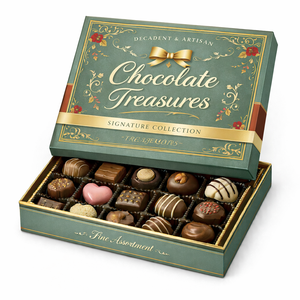 Chocolats de la plus haute qualité, sélection exquise, boîte cadeau en papier artistique - Design floral, <span class=keywords><strong>chocolat</strong></span> gastronomique de luxe avec feuille d'or pour <span class=keywords><strong>mariage</strong></span> - Product Image 4