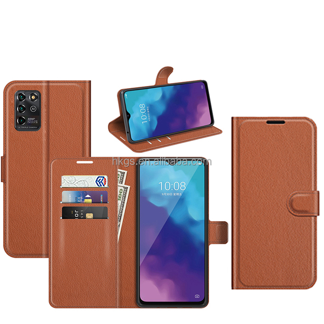 For Zte V30 V50 Vita 4G Lichi Grain Folio Pu Leather Wallet Flip Case