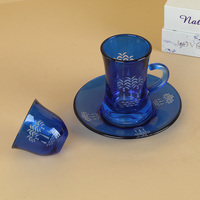 Ensemble de tasses à thé/café en verre style palmier du Moyen-Orient 90 ml, marque GLASS CITY, couleur et emballage personnalisés, vente en gros