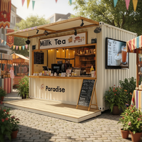Maison conteneur commerciale préfabriquée en panneaux sandwich d'acier pour la construction de magasins et l'utilisation comme kiosque