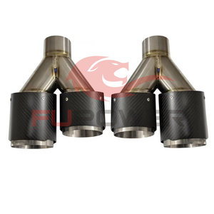 Doble fibra de carbono + titanio negro Universal Auto <span class=keywords><strong>Akrapovic</strong></span> Punta de escape <span class=keywords><strong>Tubo</strong></span> de doble extremo para BMW BENZ VW Golf TOYOTA - Product Image 3