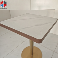 Pied de table en métal doré brossé, table à manger carrée 70x70cm, 4 places, table à manger de restaurant