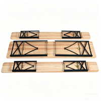 Table à manger pliante moderne en bois massif, ensemble de 3 bancs, portable, pour pique-nique en extérieur, cadre métallique peu encombrant, fabriqué en Chine
