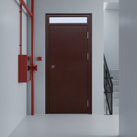 Porte coupe-feu en acier à prix d'usine avec transom en verre lumineux, peinture à base d'eau, design personnalisé, garantie 2 ans, pour hôpitaux et entrepôts