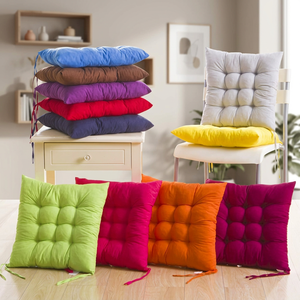 Cojín Cuadrado Tejido Ecológico y Ligero para Silla, Funda de Poliéster, Relleno de Algodón, Acolchado Personalizable con Lazos - Product Image 3