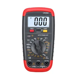33C手持式数字液晶万用表，带交流DC电压、电流、温度测试