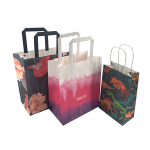 OEM Fancy Kraft Thank You Paper <b>Bag</b> Gift Paper Packaging <b>Bag</b> With Flat Handle Business Shopping <b>Bag</b> - Product Image 5