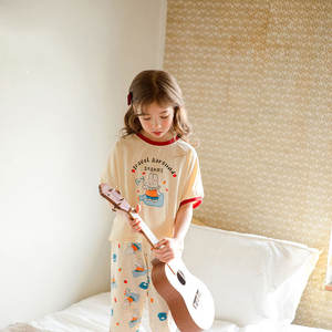 ชุดนอนเด็กผู้หญิงผ้าฝ้าย 100% ชุดนอนแขนยาวลายดอกไม้ - Product Image 2