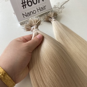 ขายส่งผมสีบลอนด์อ่อนคุณภาพสูง 60 นิ้ว # ต่อผมนาโนโลหะ 60A ขนาด 26 นิ้ว แบบ Double Drawn  มองไม่เห็นรอยต่อ  พร้อมห่วงนาโนโลหะ  ผมแท้ Remy - Product Image 1