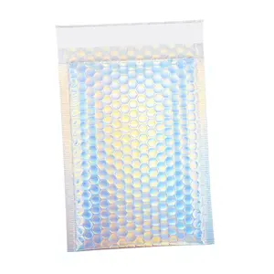 Shiny Courier Bags Metallic Bubble Mailer Holographic Shipping Padded Envelopes For Mailing Packing Small Business