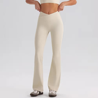 Pantalon de sport évasé taille haute pour femme, effet push-up, coupe cloche, style européen, pour la danse, le yoga et la course, jambe large
