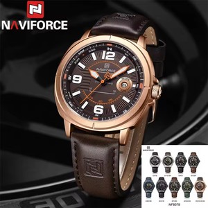 <span class=keywords><strong>Reloj</strong></span> de Cuarzo Naviforce NF8078 para Hombre, con Números Grandes, Correa de Cuero Genuino, Visualización de Fecha Luminosa, Estilo Casual Simple - Product Image 3