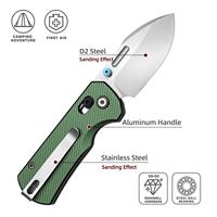 Couteau pliant EDC à roulement à billes avec manche en aluminium CNC, acier D2, pour le camping, la randonnée et la survie