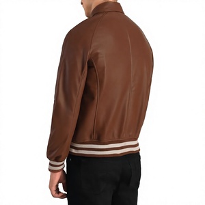 แจ็คเก็ตหนังผู้ชาย ELYSIAN INDUSTRIES แบบ Letterman ซิปหน้า ปกพับได้ สไตล์วิทยาลัย สำหรับฤดูหนาว ขายส่ง - Product Image 2