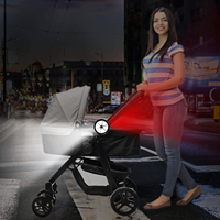Nouvel arrivage Lampes LED pour vélo et poussette Lampes de landau intelligentes avec feux d'avertissement de sécurité Lampes de PRAM d'extérieur alimentées par batterie