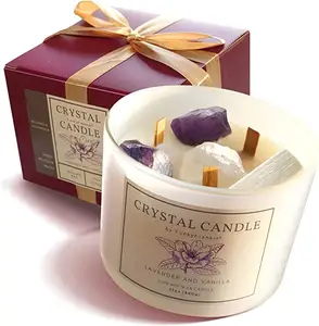 Vela de cristal curativa grande para el hogar, accesorio de 12 oz, perfumado, <span class=keywords><strong>con</strong></span> cristales en el interior - Product Image 1