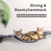 Griffoir mural en bois pour chat, avec plateforme de saut, tapis décoratif et griffoir multifonctionnel pour jeu et repos familial