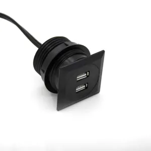 US EUR 嵌入式方形双 USB 充电插座，带 2 针插头家具桌