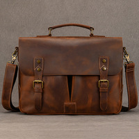 Sac messager pour ordinateur portable en cuir véritable marron de luxe, fait main, 15,6 pouces, sacoche bandoulière souple et légère pour le bureau