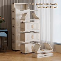 Armoire de rangement pliable en plastique PP, double porte magnétique, organisateur à 4 niveaux pour la maison, la chambre, la cuisine, la salle de bain, grande capacité