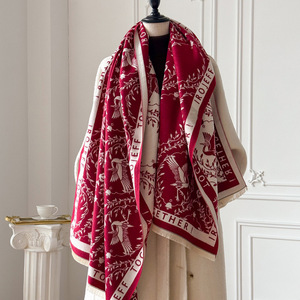 Women Light Luxury Faux Cashmere <b>Shawl</b> Thickened Warm Neck <b>Wrap</b> for Autumn Winter Air Conditioning Use - Product Image 3