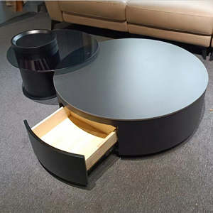 Set 3 pezzi moderno in metallo nidificante tavolino da caffè nero oro rotondo occhiali da soggiorno mobili - Product Image 4