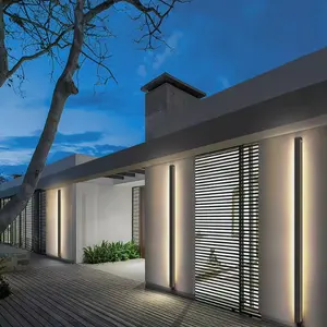 Exterior Light Porch Led Wall Light Black Modern Strip Garden Outdoor Linear Strip Wall Light