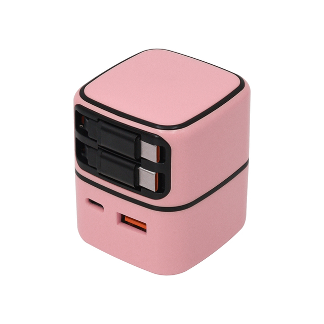 35w Gan Charger Fast 2-port Usb Wall Charger With Retractable Type C Cable 20W Pd & Qc3.0 Function 5v/2.4a Output