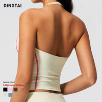 Soutien-gorge de sport Dingtai à blocs de couleur, réglable, à col halter, rembourré, sans armatures, pour femme, débardeur de yoga, fitness, entraînement, maintien léger