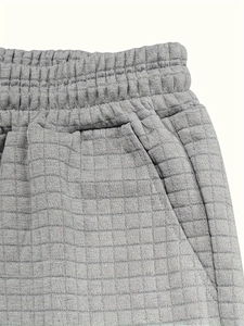 Design chic hommes taille moyenne Plaid Texture tricot Shorts décontracté et à la mode Shorts d'été avec poches à cordon pour livraison directe - Product Image 4