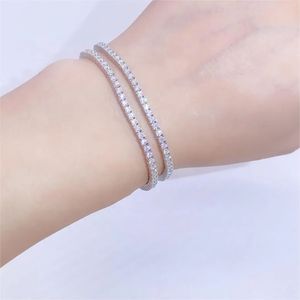 Xinfly Women Jewelry 925 Silver Single Row <b>Iced</b> <b>Out</b> 2mm Moissanite Tennis <b>Chain</b> Bracelet - Product Image 2
